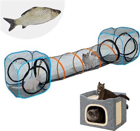 Cat Play Tunnel Cube With Three Ways For Indoor And Outdoor Cat Play House Cat