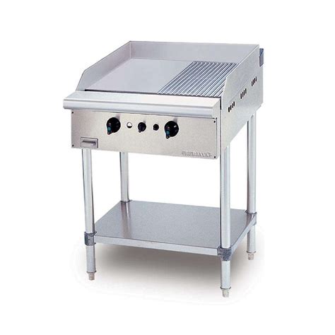 berjaya stainless steel gas griddle  ribbed  standing ggbhrfs