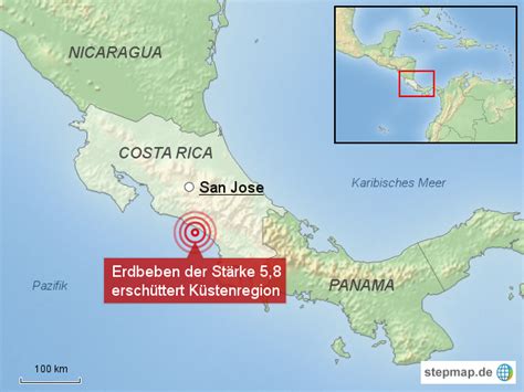 Stepmap Erdbeben Der St Rke Ersch Ttert Costa Rica Landkarte