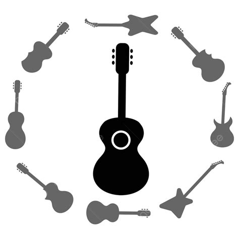 Conjunto De Guitarras Siluetas Equipo Eléctrico Bajo Vector PNG