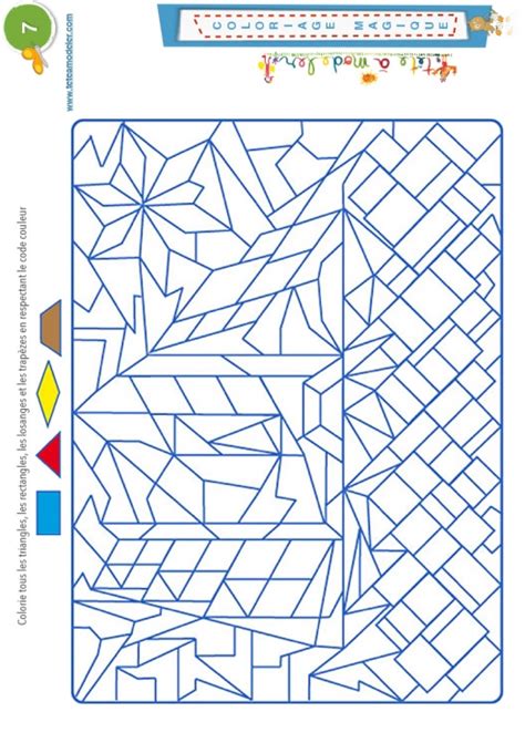 Coloriage magique 7 les trapèzes et autres formes coloriage Tête à