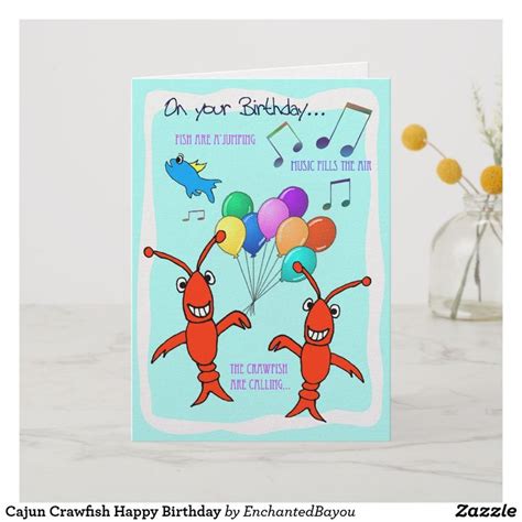 Cajun Crawfish Happy Birthday Card Happy Birthday Cards