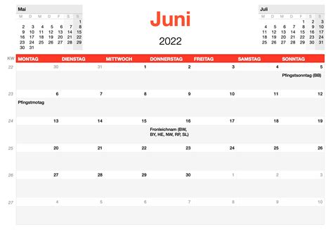 Numbers Vorlage Kalender 2022 Monatsansicht Numbersvorlagen De