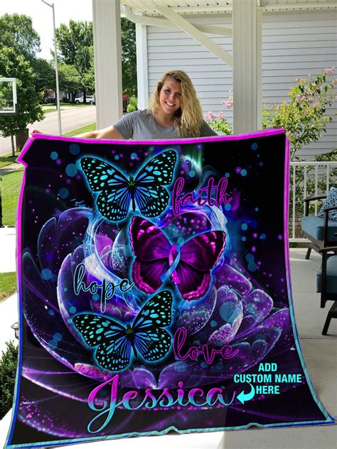 Faith Hope Love Butterfly Personalized Custom Name Quilt T Etsy