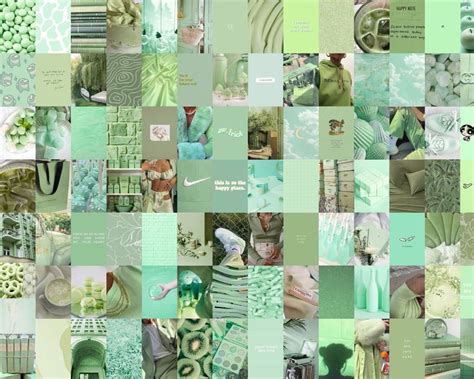 Mint Green Wall Collage Kit, Sage Green Collage Kit, Green Aesthetic Wall Collage, Green ...