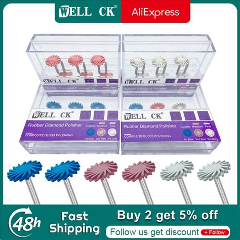 Wellck 6pcsset Dental Rubber Polisher Composite Resin Polishing