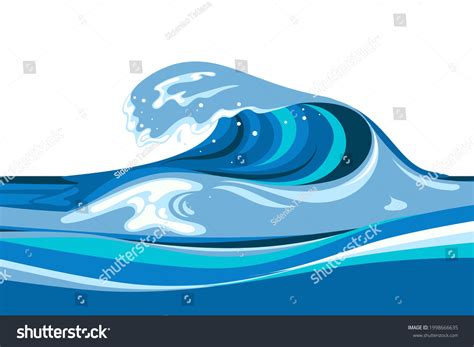 Tsunami Wave Background Flat Cartoon Style Stock Vector (Royalty Free ...