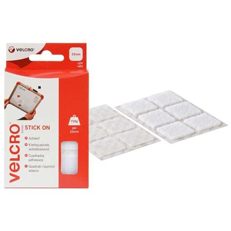 Pastilles Auto Agrippantes VELSQUARE De Marque VELCRO Blanc 25mm