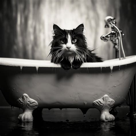 Cute Cat In Tub Printable Wall Art Cat Photo Cat Art Etsy