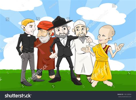 Vector Illustration People Different Religions Holding Stock Vector