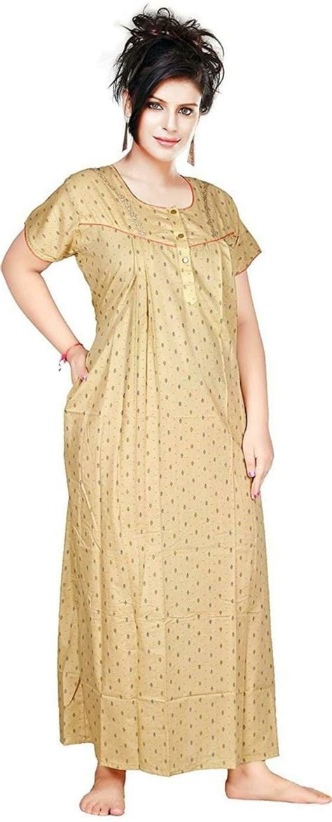 Buy FABIMI Women Beige Printed Lizzy Bizzy Nighty 36 Online At Best