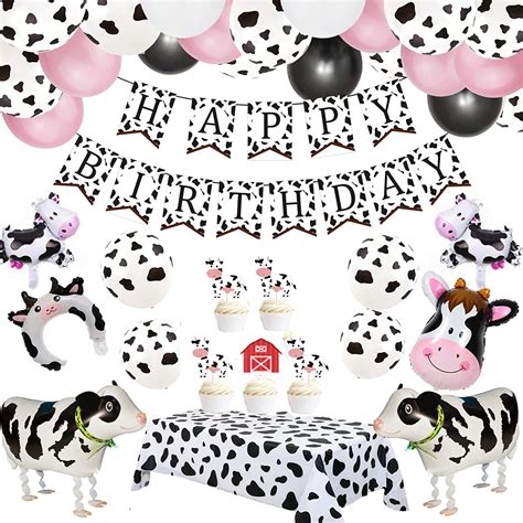 Finypa Cow Theme Party Decorations 63pcs Arch Garland Kit With Happy