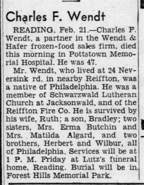 Obituary For Charles F Wendt ™