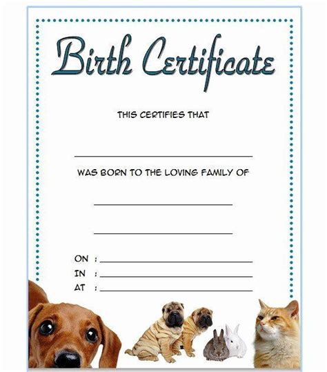 Best Dog Birth Certificate Template Editable