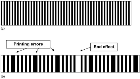 Examples of printed zebra tapes for torsional vibration measurement:... | Download Scientific ...