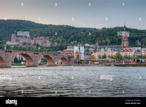 Panorama Of Heidelberg Behind Neckar River Germany Stock Photo Alamy