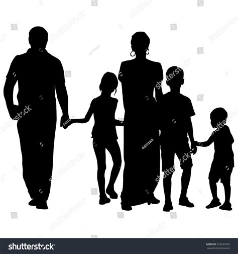 Black Silhouettes Family On White Background Stock Vector (Royalty Free) 333921020 | Shutterstock