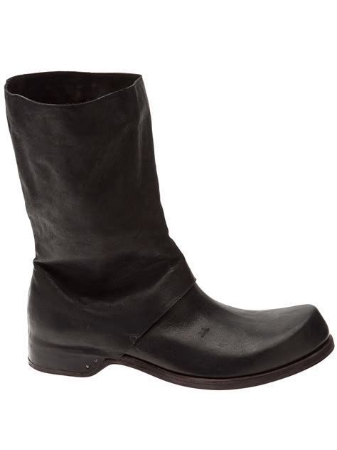 Individual sentiments Kangaroo Leather Side Zip Boots in Black for Men ...