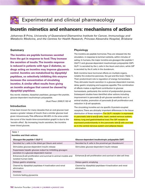 Incretin Mimetics and Enhancers | PDF | Insulin | Endocrine System