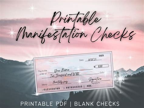 Printable Manifestation Checks Vision Board Checks Vision Etsy