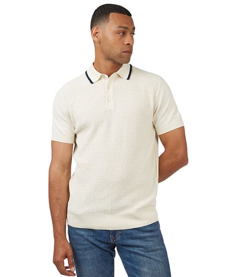 Ben Sherman Ivory Textured Front Polo Shirt Modfellas Clothing