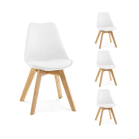 Lot De Chaises Tulipe Style Scandinave Pu Blanc Scandi Maison Et