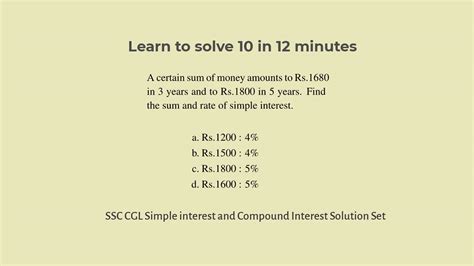 Solution To Simple And Compound Interest Questions For Ssc Cgl 50