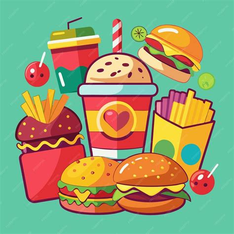 Fast food clipart cartoon Illustration drawing | Premium AI-generated ...