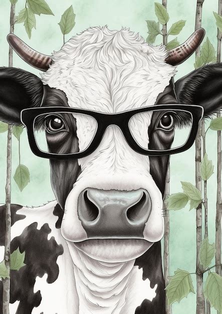 Premium AI Image | There is a cow wearing glasses and a pair of glasses ...