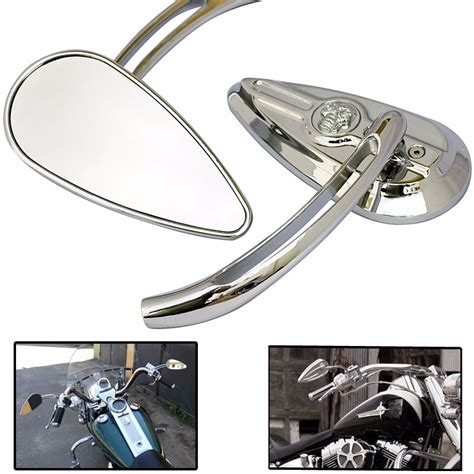 Motorcycle Skull Chrome Rearview Side Mirrors Custom 4 Harley Davidson