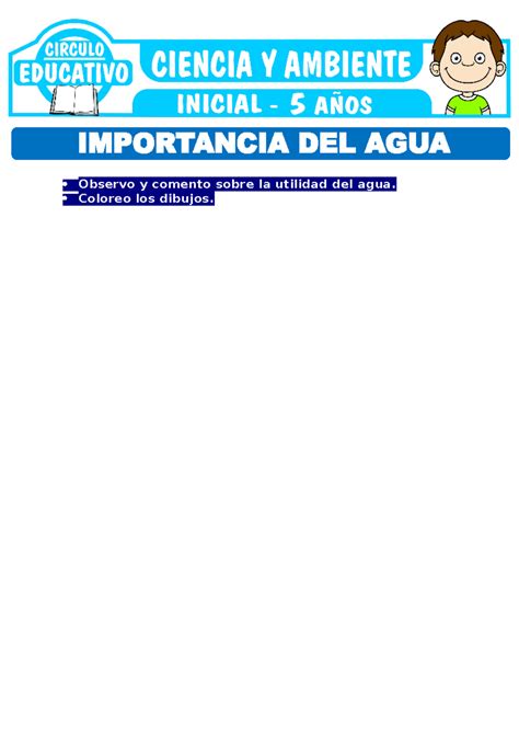 Importancia del Agua para Ninos de Cinco Anos Educación Observo y