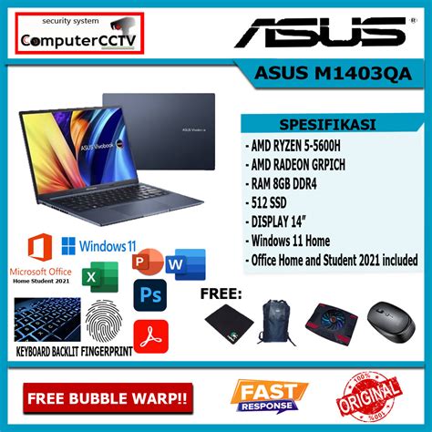 Jual ASUS LAPTOP M1403QA VIPS551 BLUE RYZEN 5 5600H 8GB 512SSD Vivobook