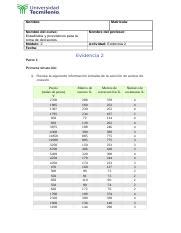 Evidencia 2 Estadistica docx Nombre Matrícula Nombre del curso