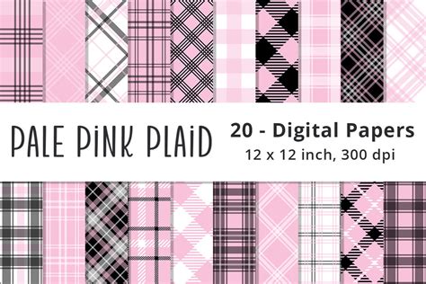 Pale Pink And Black Plaid Digital Papers Graphic By Lemon Paper Lab