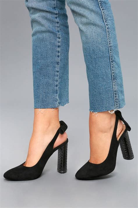 Chic Black Suede Heels Slingback Pumps Slingback Heels