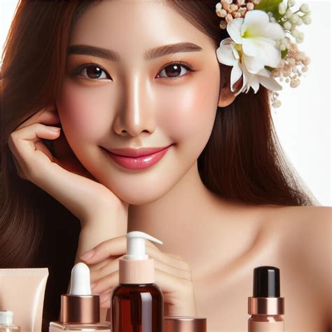 Premium Photo Asian Womans Makeup Face Woman Testing Cosmetics