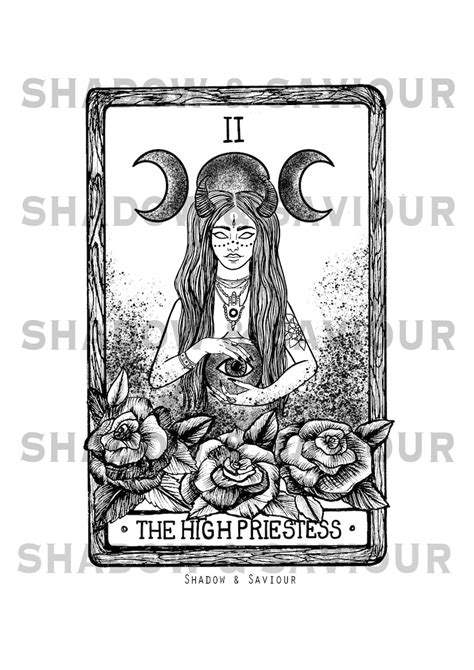 Ll The High Priestess Tarot Card A5 Art Print Only Major Etsy