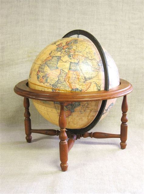 Terrestrial Globe Rand Mcnally World Globe Wooden Base Wood