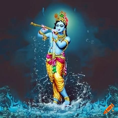 lord krishna  flute standing exotic india  lord krishna
