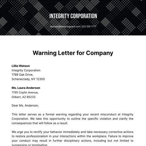 Free Warning Letter For Company Template Edit Online And Download