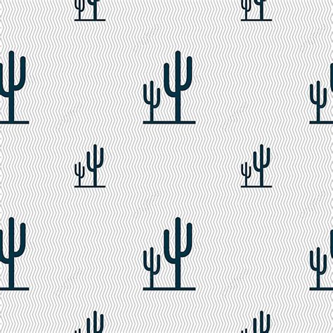 Vector Seamless Pattern Of Geometric Texture Cactus Icon Sign Vector ...