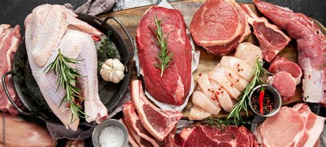 Different types of raw meat Stock Photo | Adobe Stock