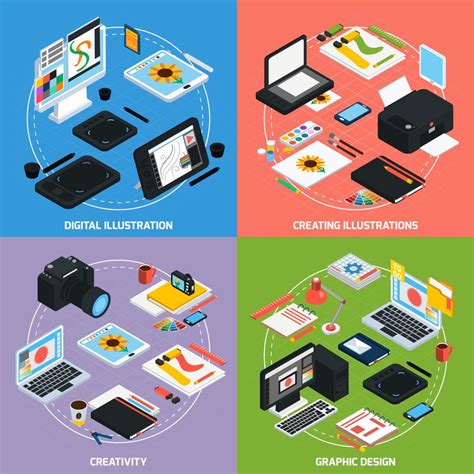 Graphic Design 2x2 Isometric Concept 476873 Vector Art At Vecteezy