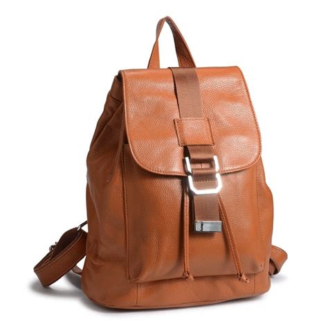 Leather ladies backpack, brown leather rucksack backpack - BagsWish