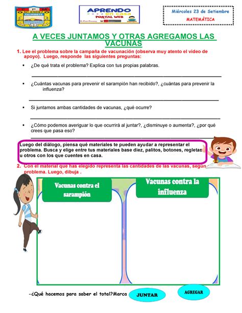 Ficha De Trabajo Mi Rcoles A Veces Juntamos Y Otras Agregamos Las