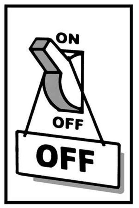 Stock Illustration - Light switch with 'off' sign hanging from switch