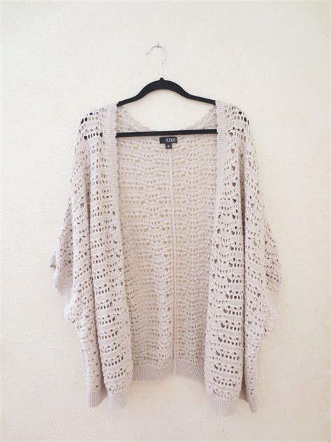 Beige Oversized Crochet Cardigan On Storenvy