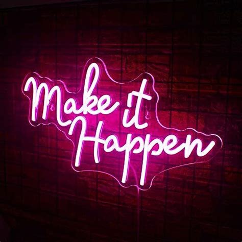 Make It Happen Neon Sign Led Pink Word Light Up Signs Colorful Make It