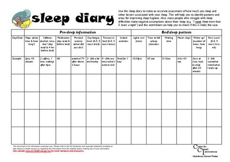 Sleep Worksheet 01 Sleep Diary Pdf Sleep Psychological Concepts