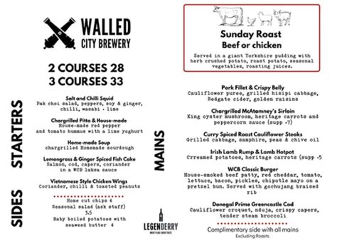 Walled City Brewery Londonderry's full menu online